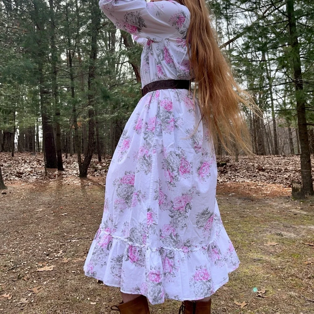 2021 Eileen West Floral Ruffle Nightgown Lace & Ribbon Trim Coquette Cottagecore - Picture 9 of 16